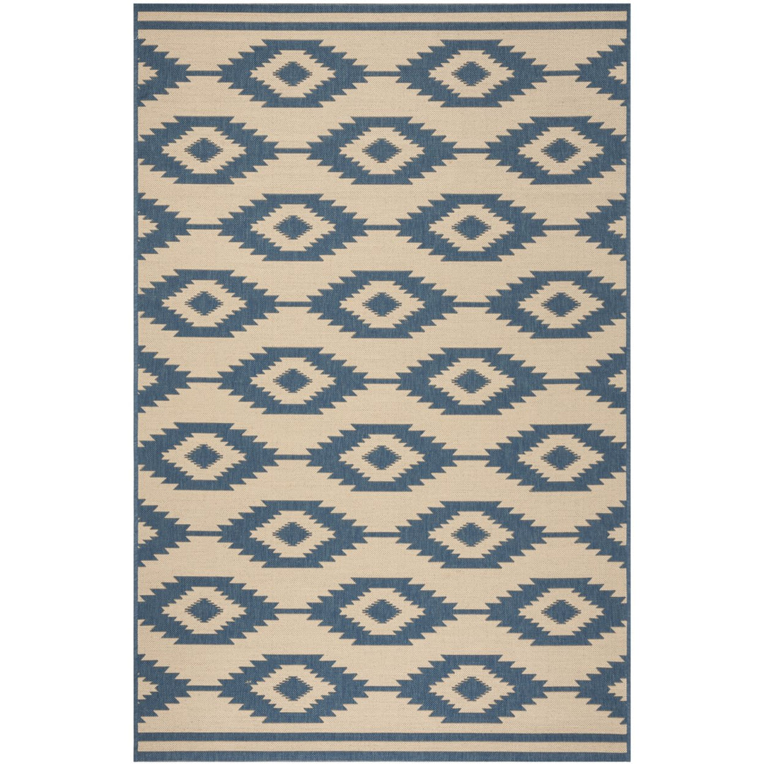 SAFAVIEH Outdoor LND171M Linden Collection Blue / Creme Rug Image 1