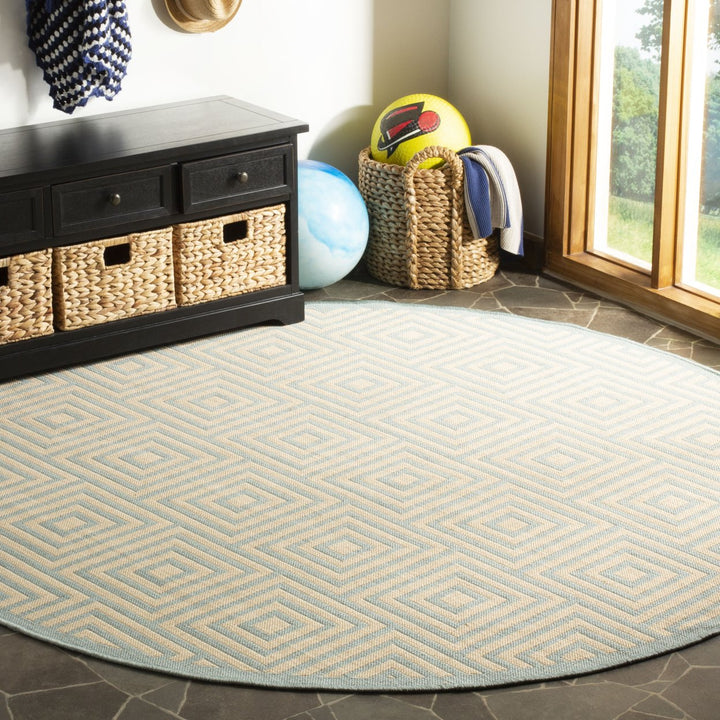 SAFAVIEH Outdoor LND173L Linden Collection Cream / Aqua Rug Image 2