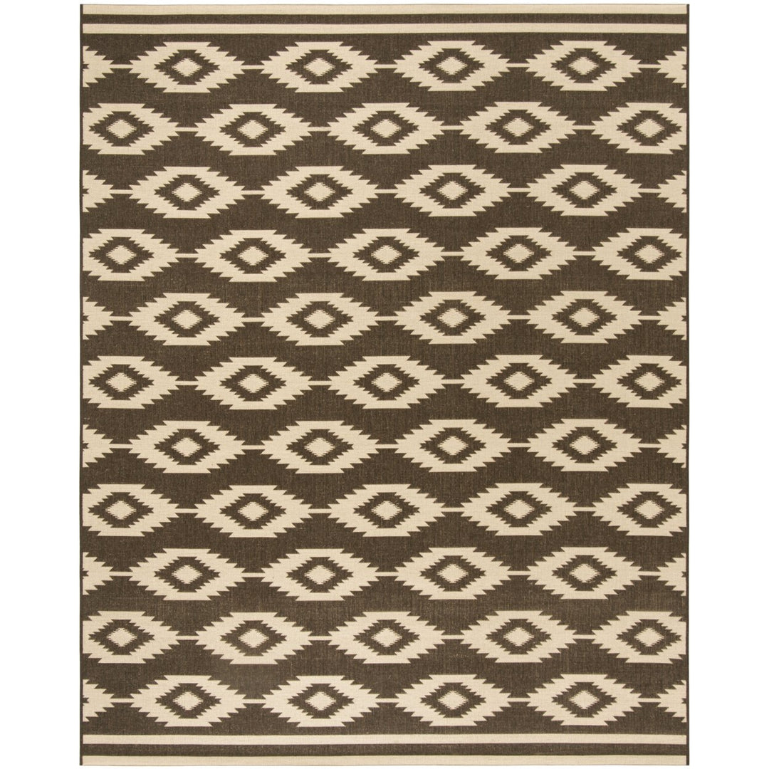 SAFAVIEH Outdoor LND171U Linden Collection Creme / Brown Rug Image 4