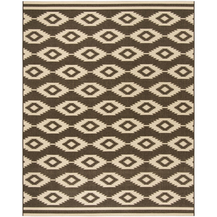 SAFAVIEH Outdoor LND171U Linden Collection Creme / Brown Rug Image 4