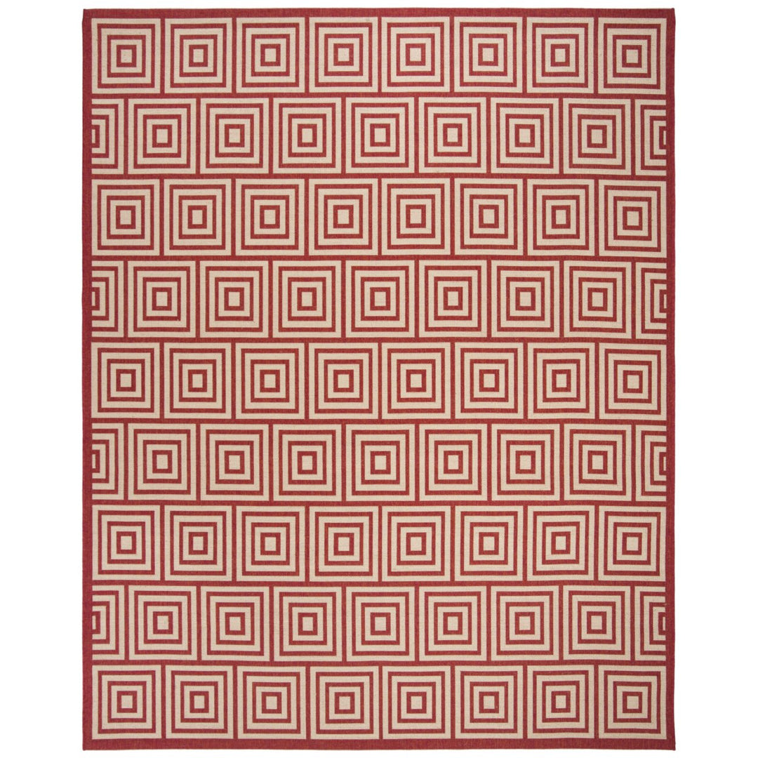 SAFAVIEH Outdoor LND173Q Linden Collection Red / Creme Rug Image 4