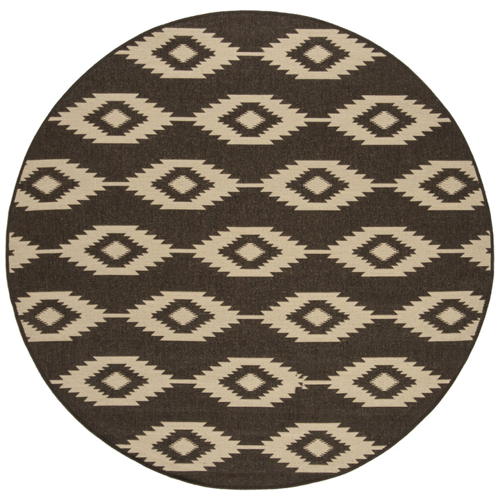 SAFAVIEH Outdoor LND171U Linden Collection Creme / Brown Rug Image 5