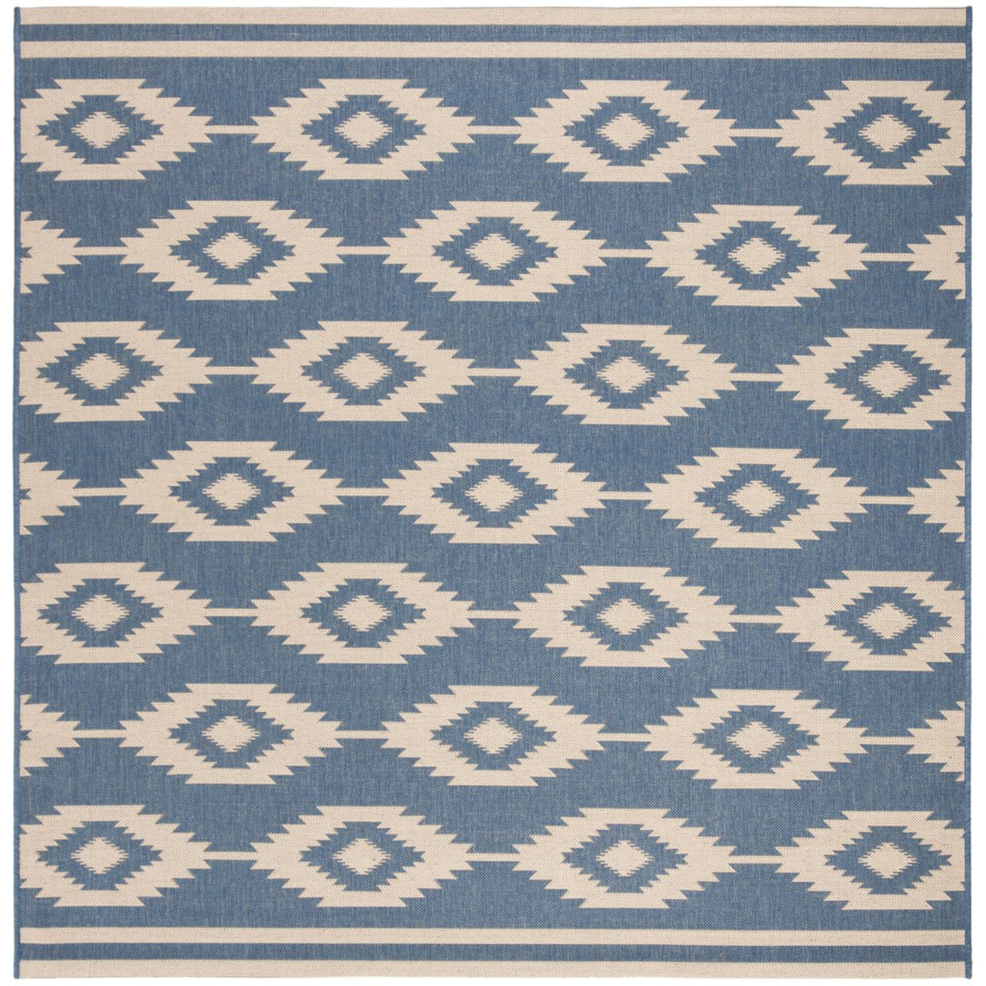 SAFAVIEH Outdoor LND171N Linden Collection Cream / Blue Rug Image 1