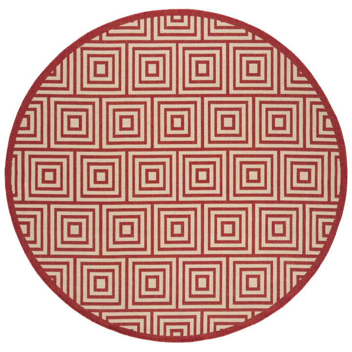 SAFAVIEH Outdoor LND173Q Linden Collection Red / Creme Rug Image 5