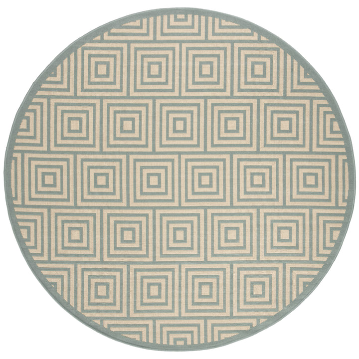 SAFAVIEH Outdoor LND173L Linden Collection Cream / Aqua Rug Image 5