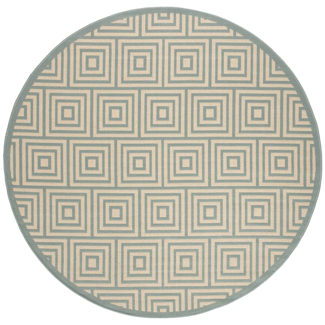 SAFAVIEH Outdoor LND173L Linden Collection Cream / Aqua Rug Image 1