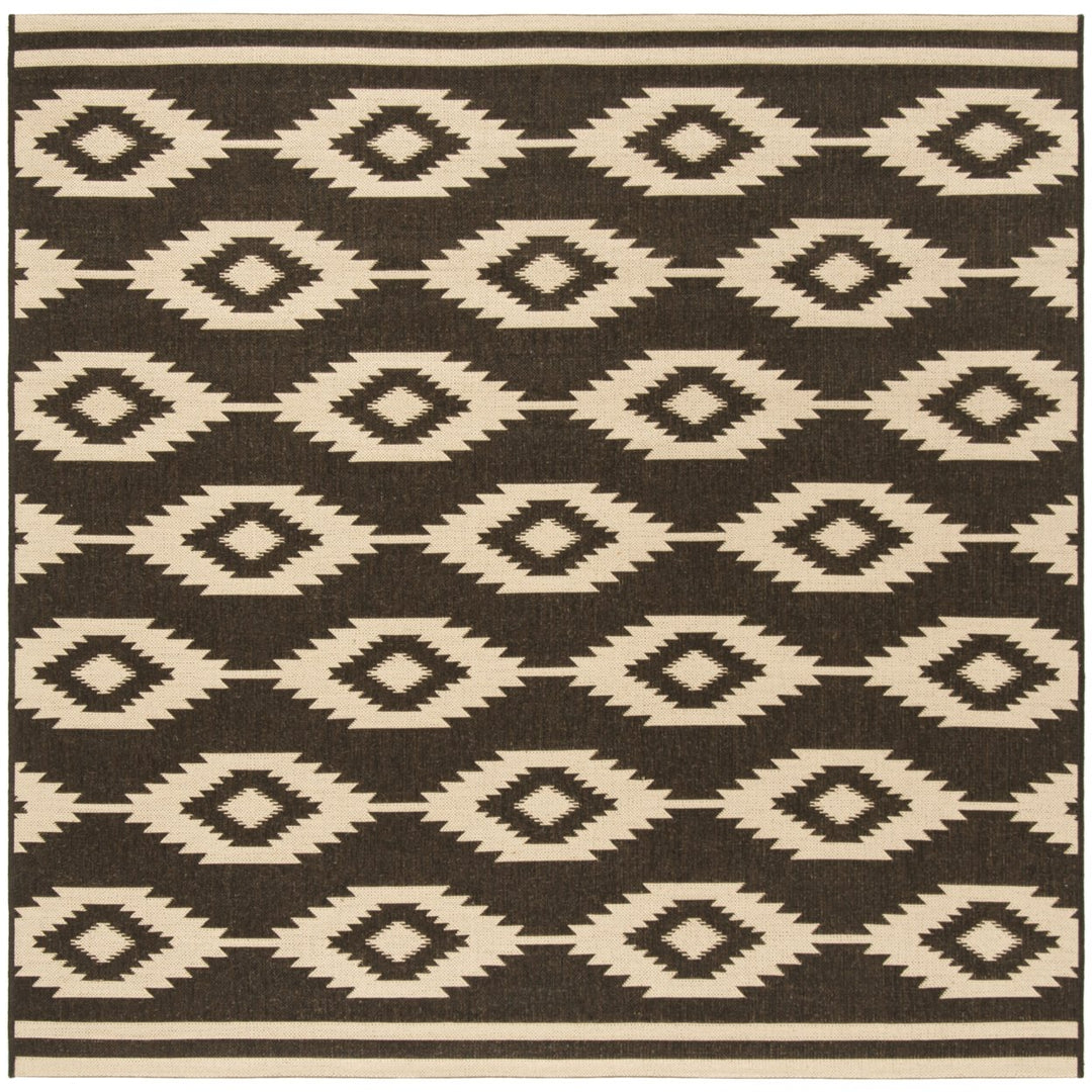 SAFAVIEH Outdoor LND171U Linden Collection Creme / Brown Rug Image 7