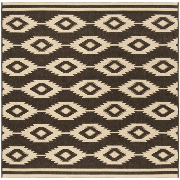 SAFAVIEH Outdoor LND171U Linden Collection Creme / Brown Rug Image 7