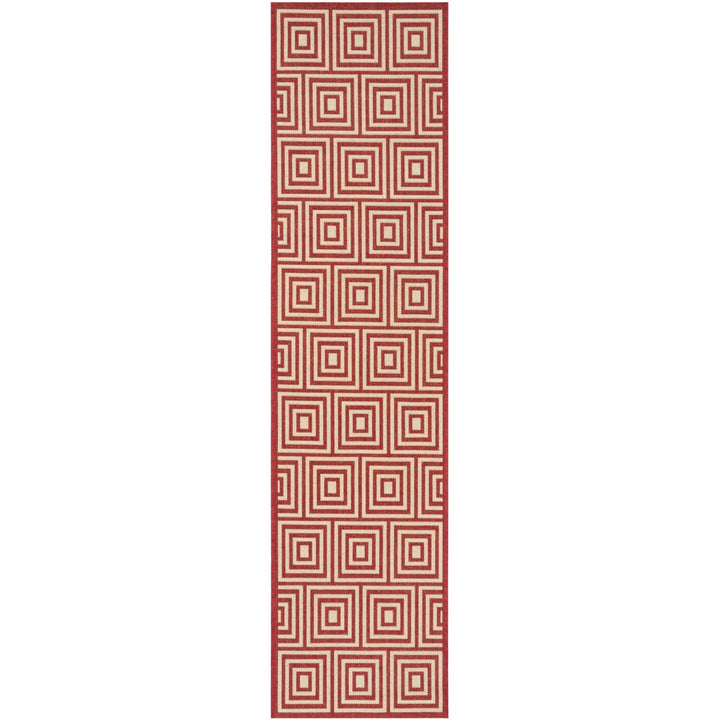 SAFAVIEH Outdoor LND173Q Linden Collection Red / Creme Rug Image 6