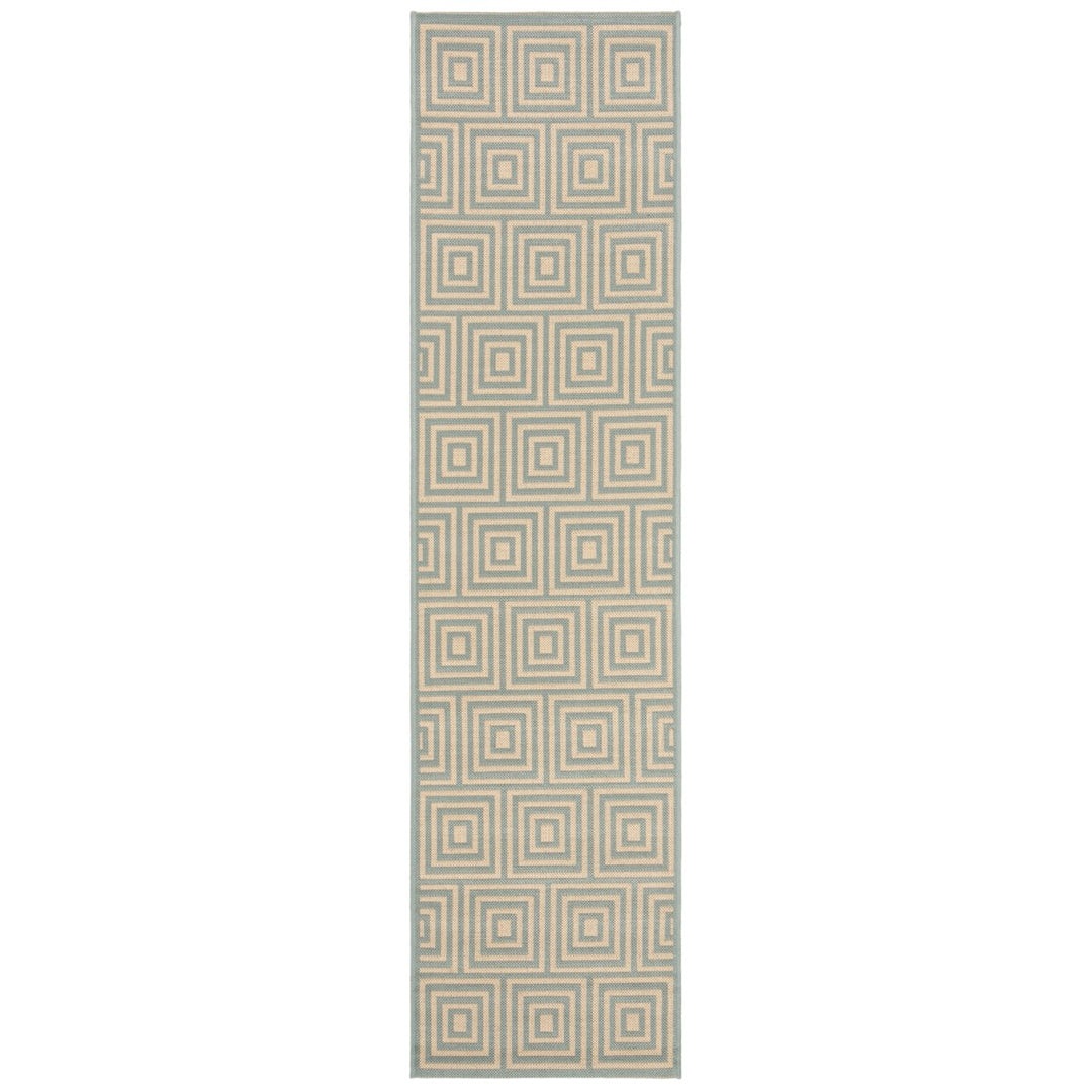 SAFAVIEH Outdoor LND173L Linden Collection Cream / Aqua Rug Image 6