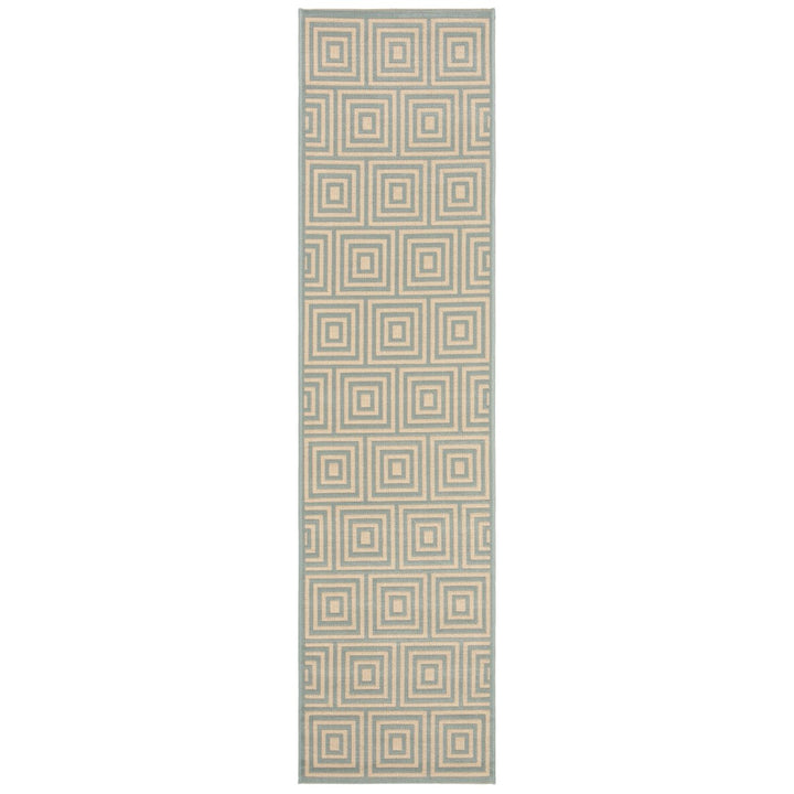 SAFAVIEH Outdoor LND173L Linden Collection Cream / Aqua Rug Image 6