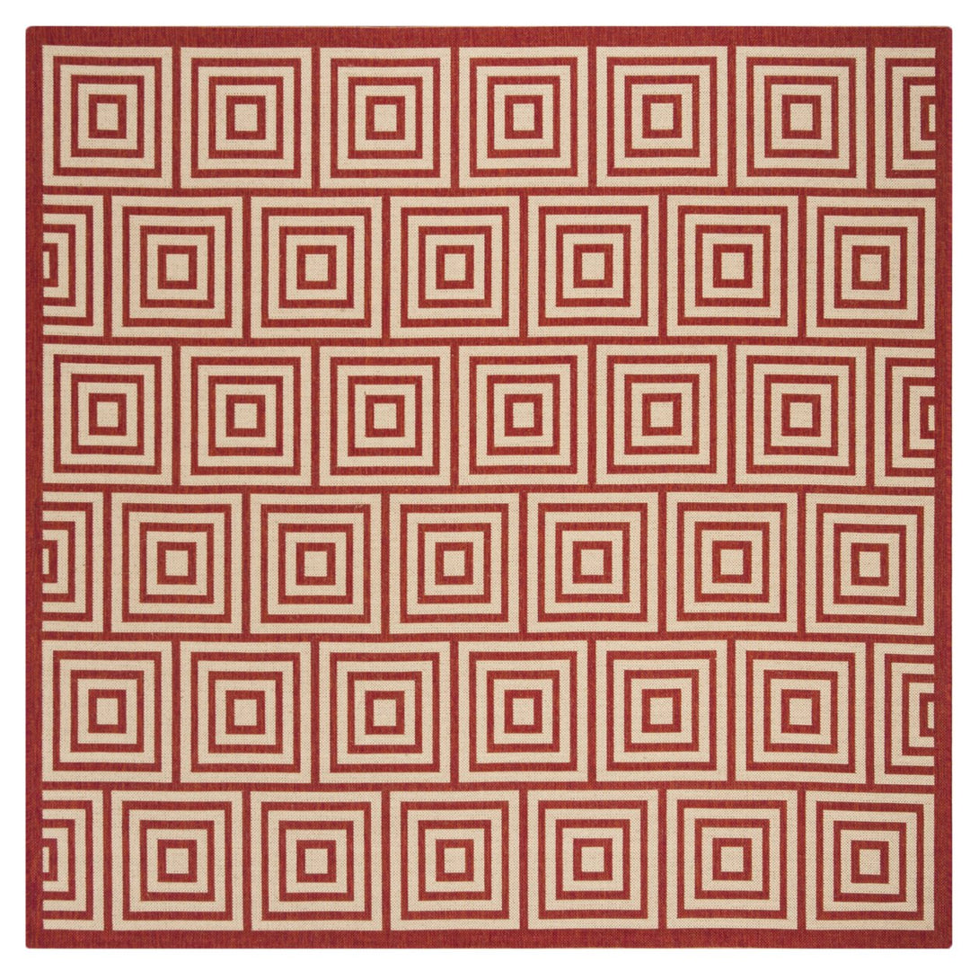 SAFAVIEH Outdoor LND173Q Linden Collection Red / Creme Rug Image 7