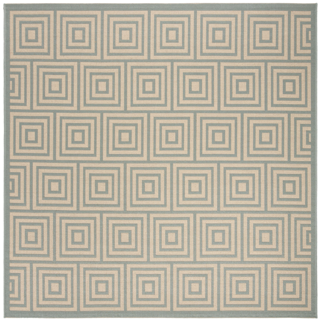 SAFAVIEH Outdoor LND173L Linden Collection Cream / Aqua Rug Image 7