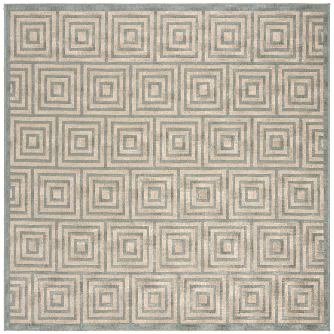 SAFAVIEH Outdoor LND173L Linden Collection Cream / Aqua Rug Image 1