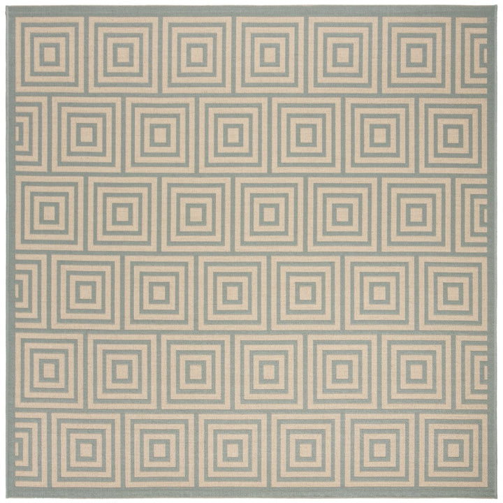 SAFAVIEH Outdoor LND173L Linden Collection Cream / Aqua Rug Image 1