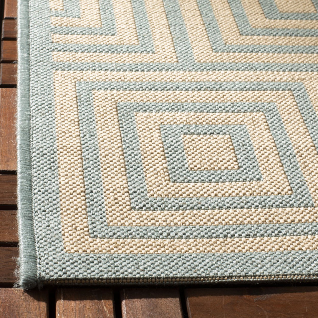 SAFAVIEH Outdoor LND173L Linden Collection Cream / Aqua Rug Image 8