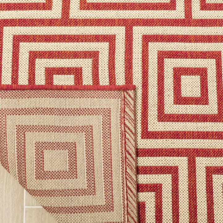 SAFAVIEH Outdoor LND173Q Linden Collection Red / Creme Rug Image 9