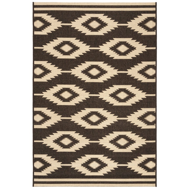 SAFAVIEH Outdoor LND171U Linden Collection Creme / Brown Rug Image 10