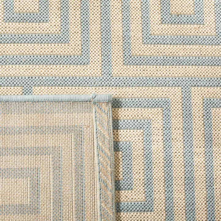 SAFAVIEH Outdoor LND173L Linden Collection Cream / Aqua Rug Image 9