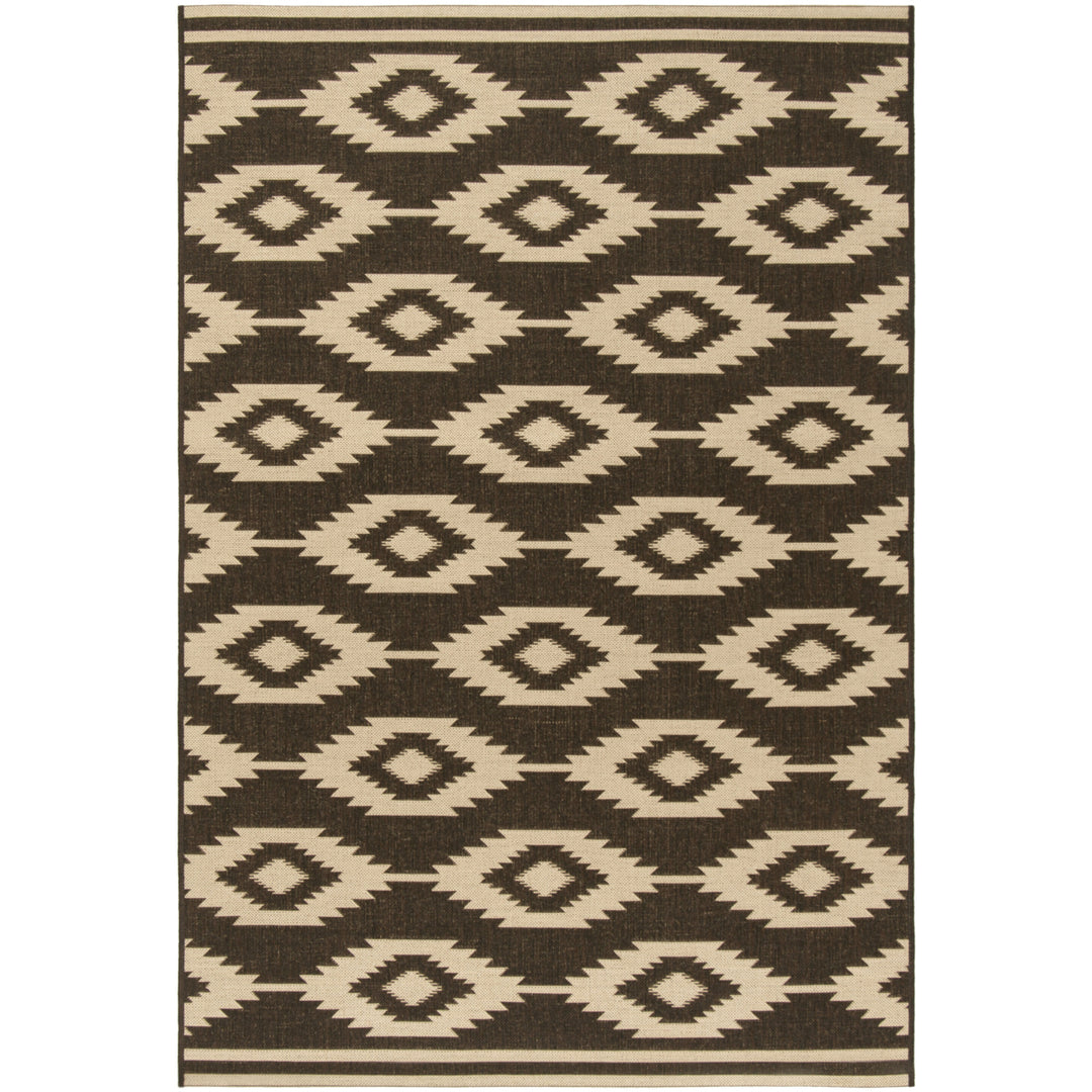 SAFAVIEH Outdoor LND171U Linden Collection Creme / Brown Rug Image 11