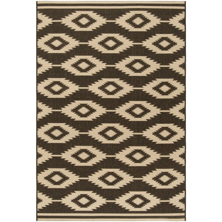 SAFAVIEH Outdoor LND171U Linden Collection Creme / Brown Rug Image 11