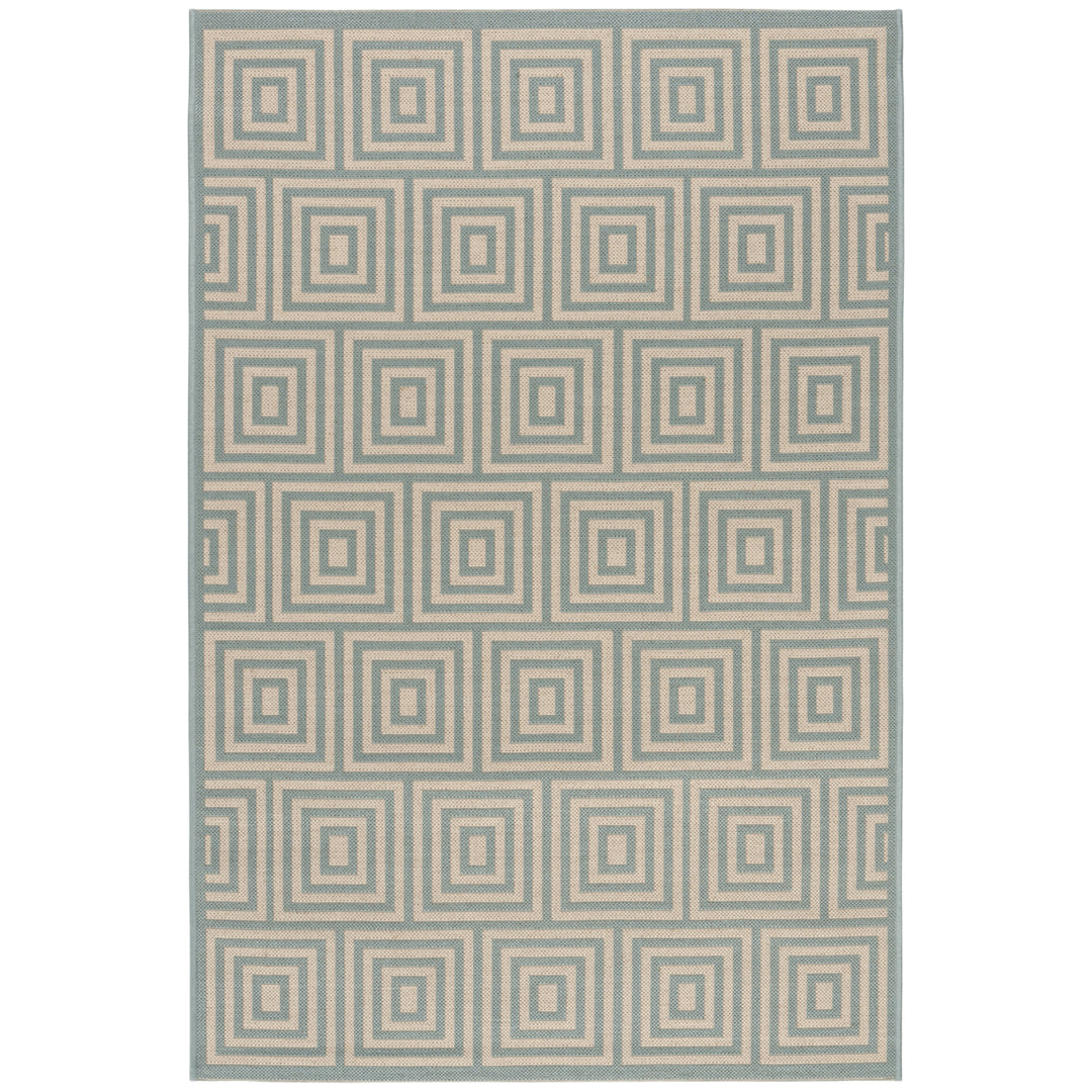 SAFAVIEH Outdoor LND173L Linden Collection Cream / Aqua Rug Image 10