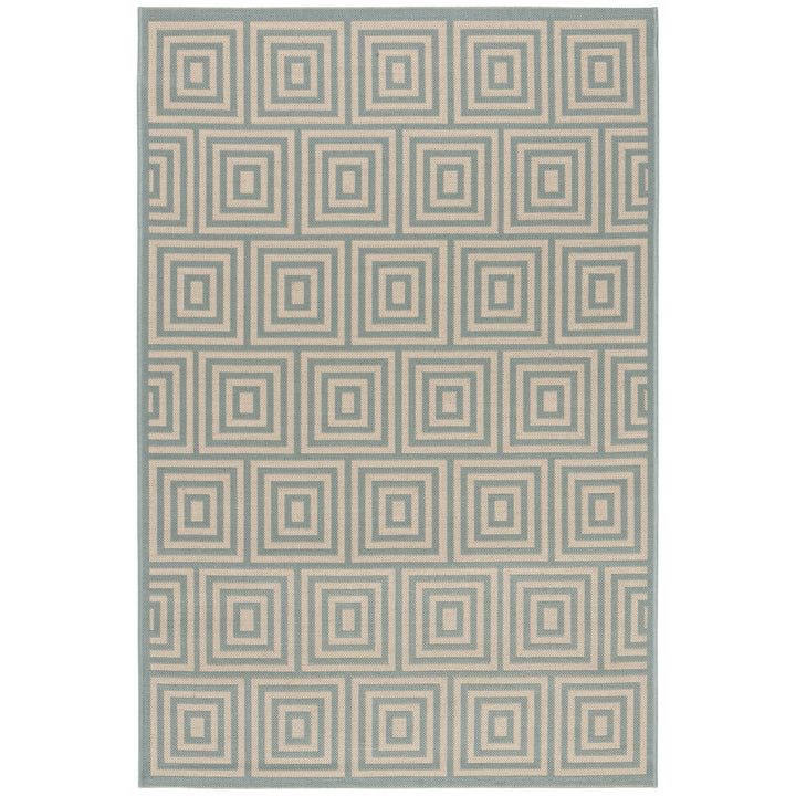 SAFAVIEH Outdoor LND173L Linden Collection Cream / Aqua Rug Image 10