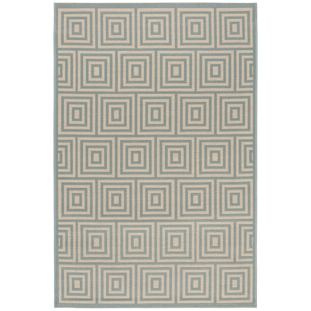 SAFAVIEH Outdoor LND173L Linden Collection Cream / Aqua Rug Image 1