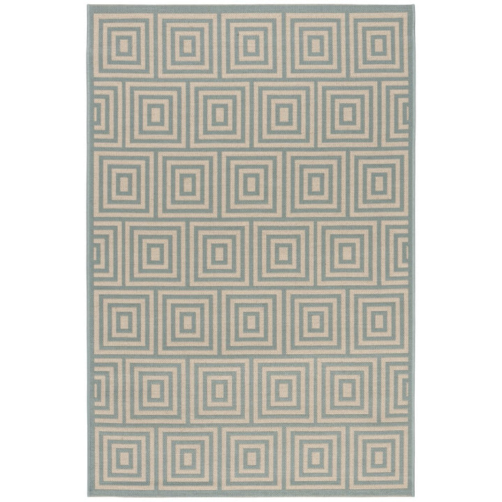 SAFAVIEH Outdoor LND173L Linden Collection Cream / Aqua Rug Image 1