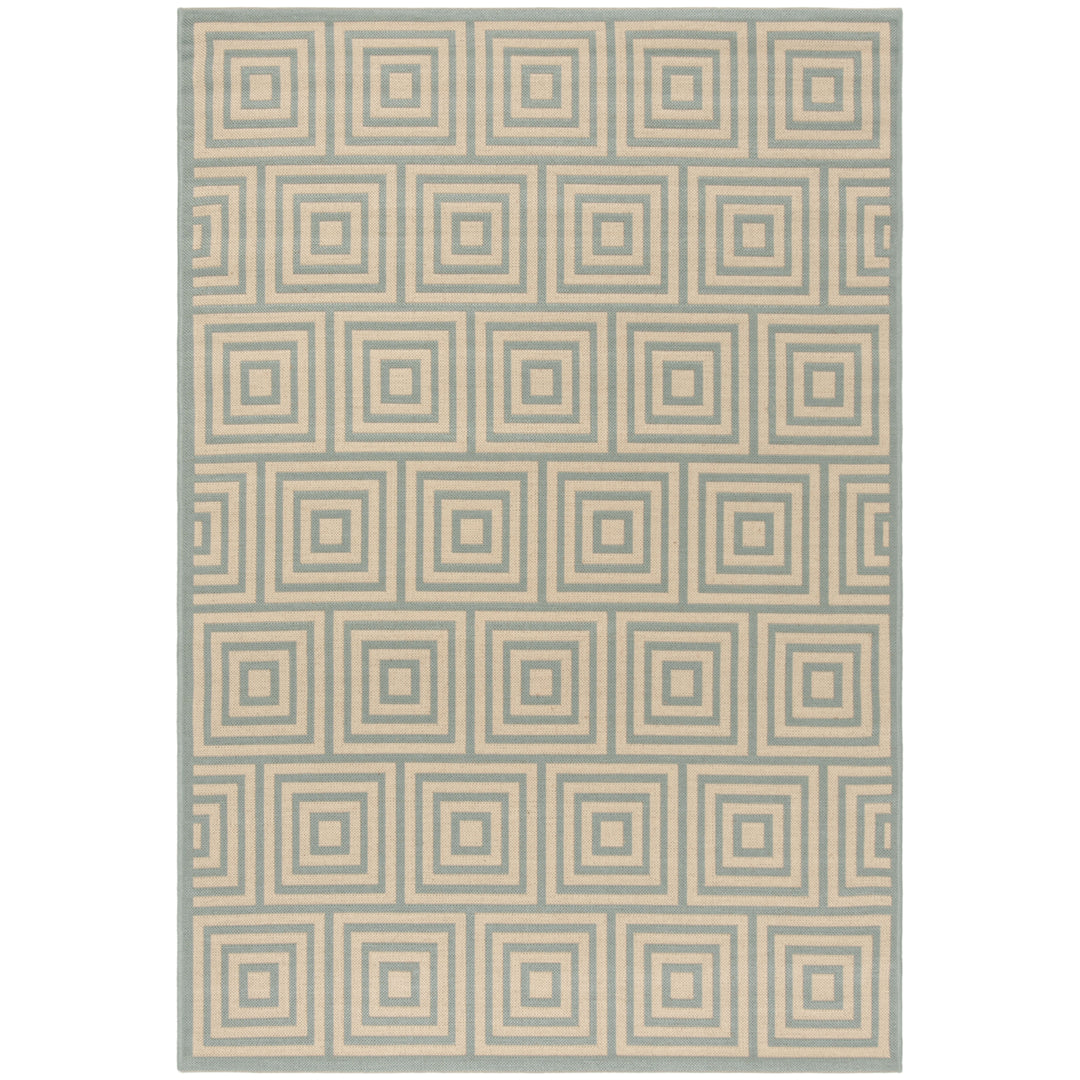 SAFAVIEH Outdoor LND173L Linden Collection Cream / Aqua Rug Image 11