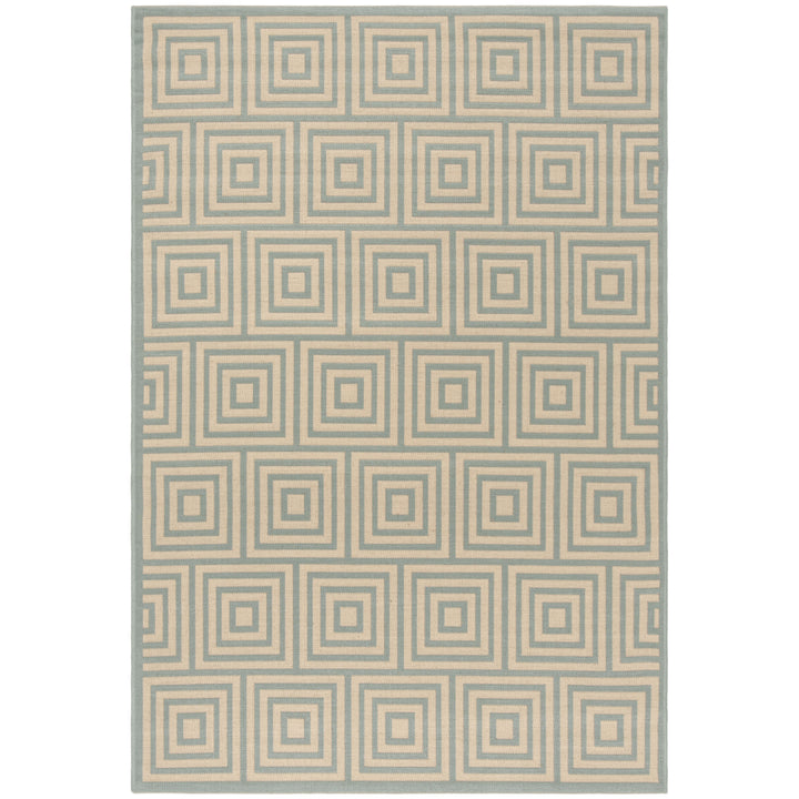 SAFAVIEH Outdoor LND173L Linden Collection Cream / Aqua Rug Image 11