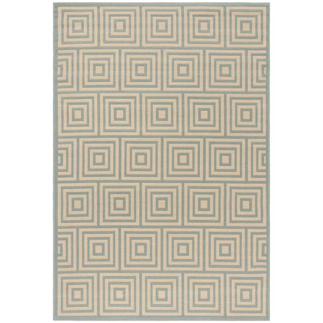 SAFAVIEH Outdoor LND173L Linden Collection Cream / Aqua Rug Image 1