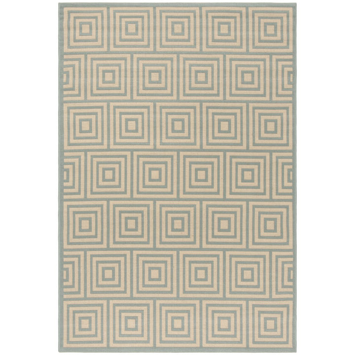 SAFAVIEH Outdoor LND173L Linden Collection Cream / Aqua Rug Image 1