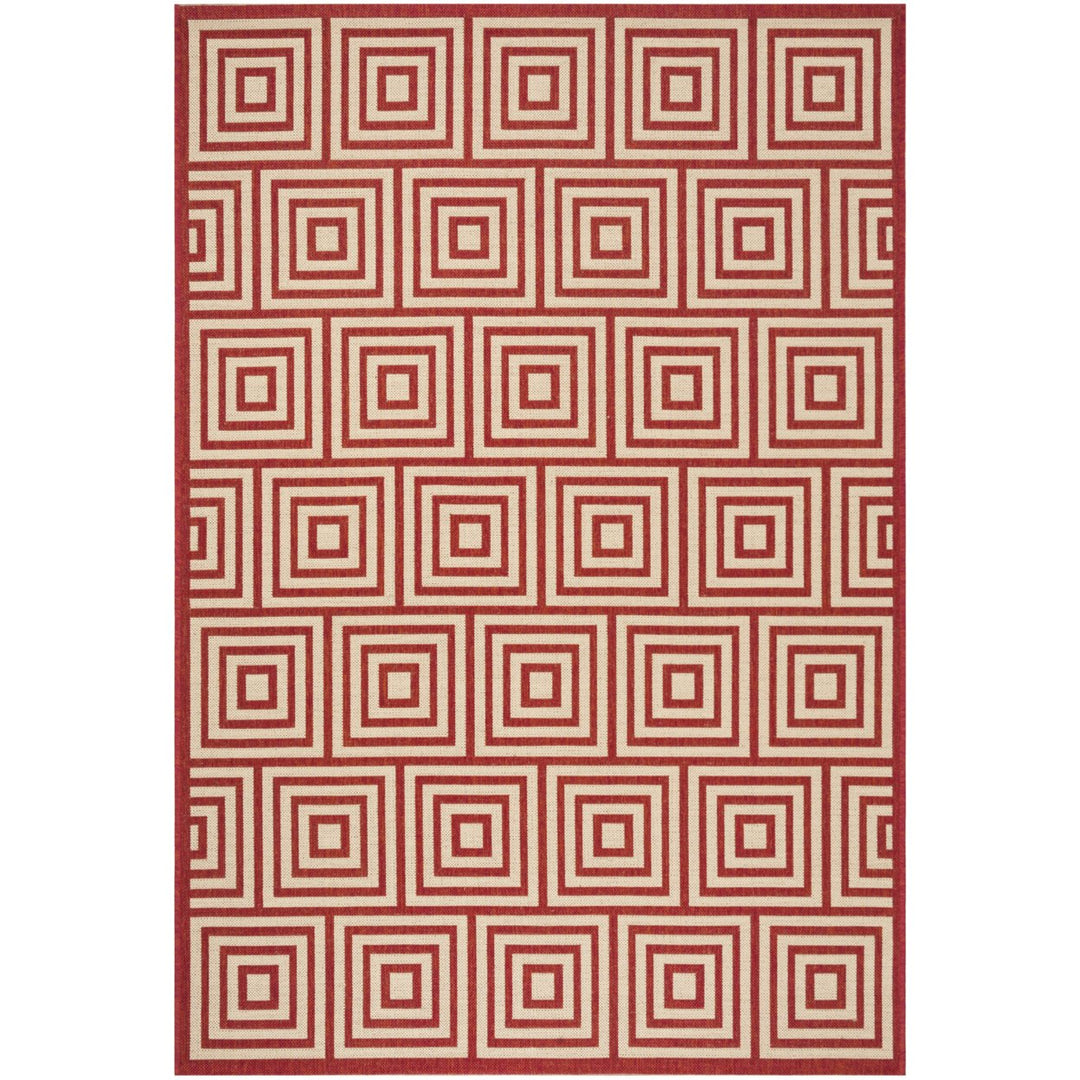 SAFAVIEH Outdoor LND173Q Linden Collection Red / Creme Rug Image 11