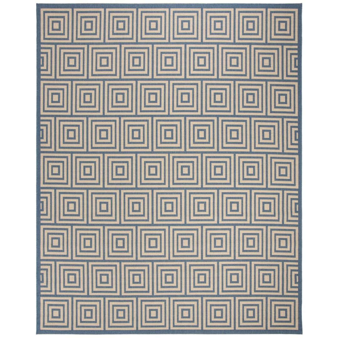 SAFAVIEH Outdoor LND173N Linden Collection Cream / Blue Rug Image 4