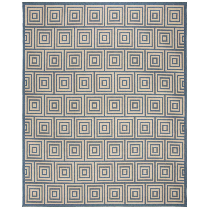 SAFAVIEH Outdoor LND173N Linden Collection Cream / Blue Rug Image 4