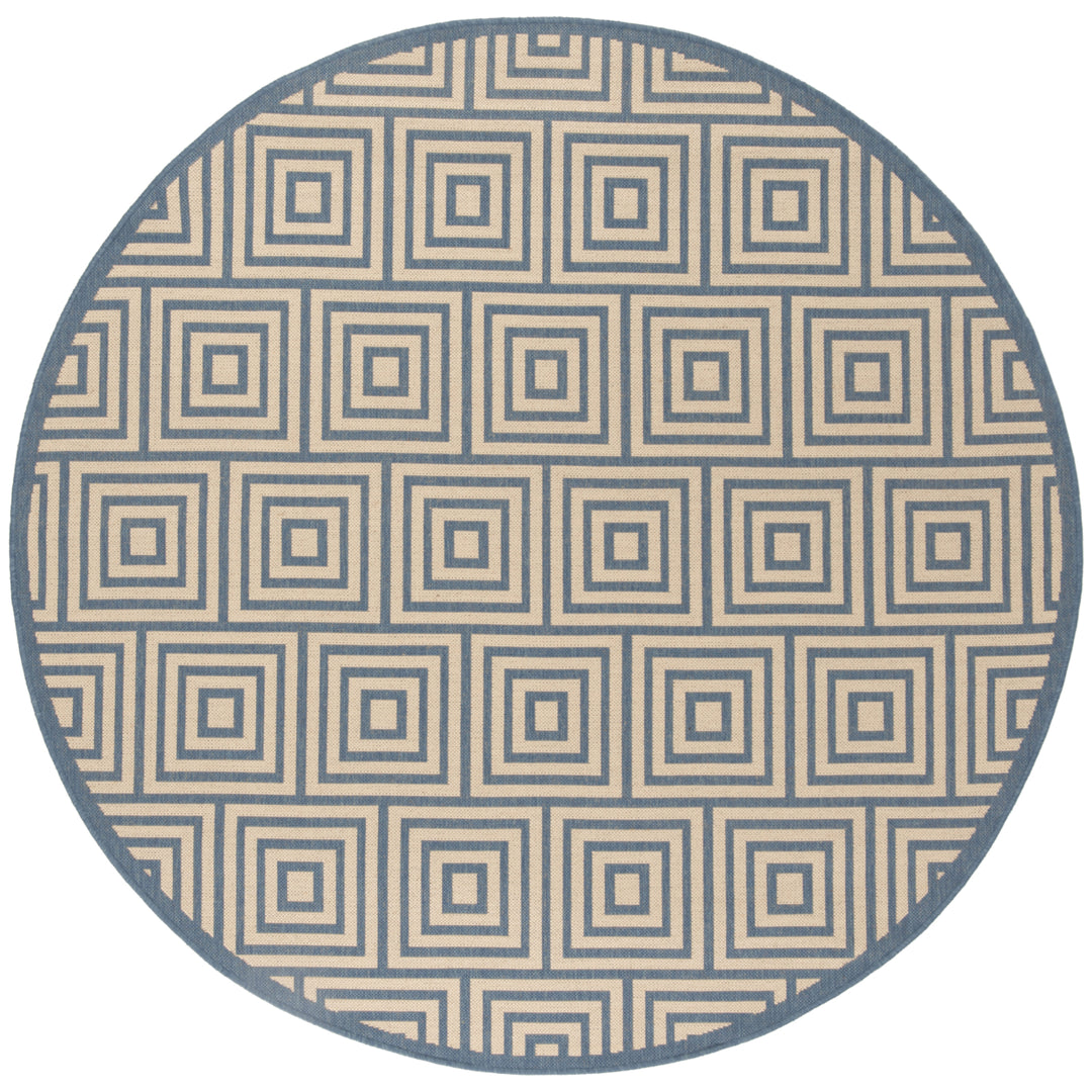 SAFAVIEH Outdoor LND173N Linden Collection Cream / Blue Rug Image 5