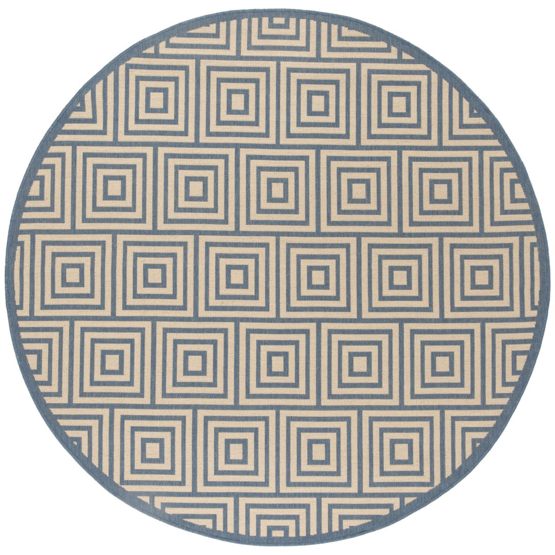 SAFAVIEH Outdoor LND173N Linden Collection Cream / Blue Rug Image 1