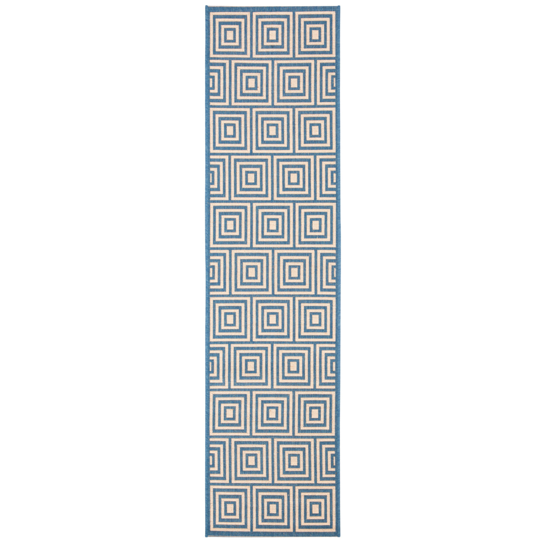 SAFAVIEH Outdoor LND173N Linden Collection Cream / Blue Rug Image 6