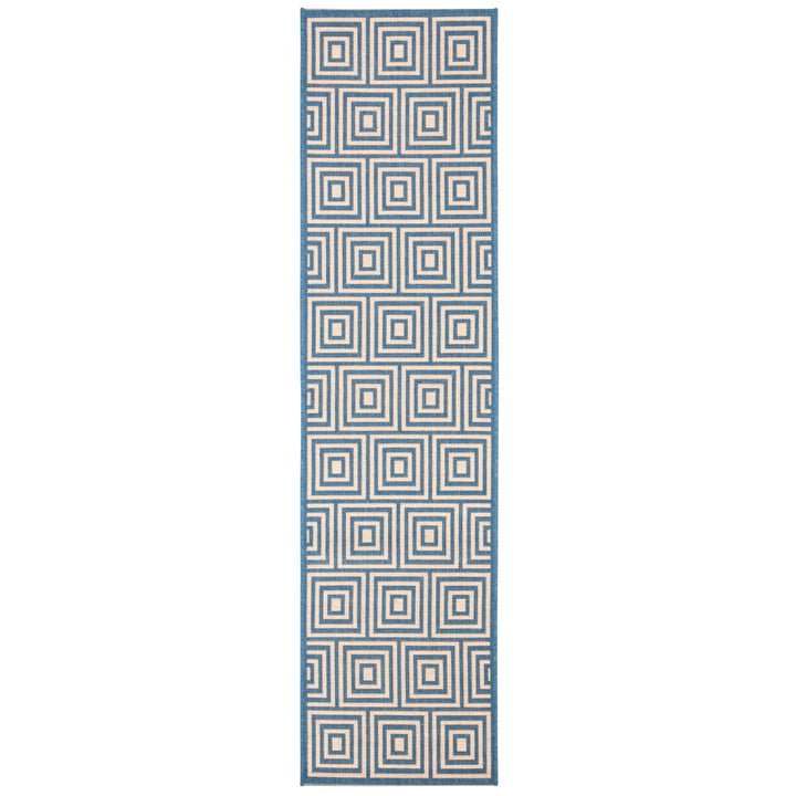 SAFAVIEH Outdoor LND173N Linden Collection Cream / Blue Rug Image 6