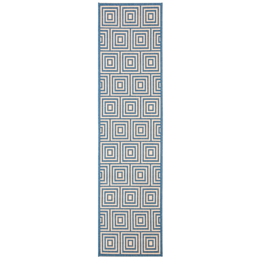 SAFAVIEH Outdoor LND173N Linden Collection Cream / Blue Rug Image 1