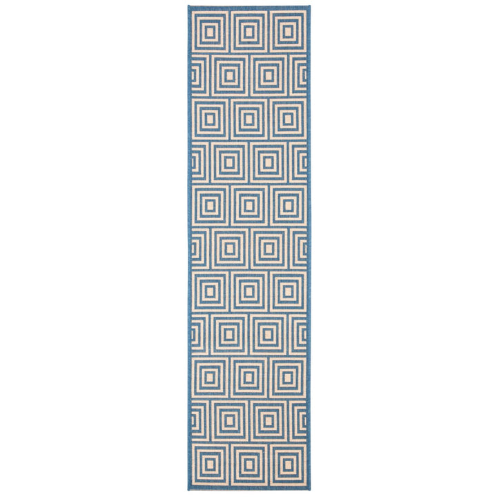 SAFAVIEH Outdoor LND173N Linden Collection Cream / Blue Rug Image 1