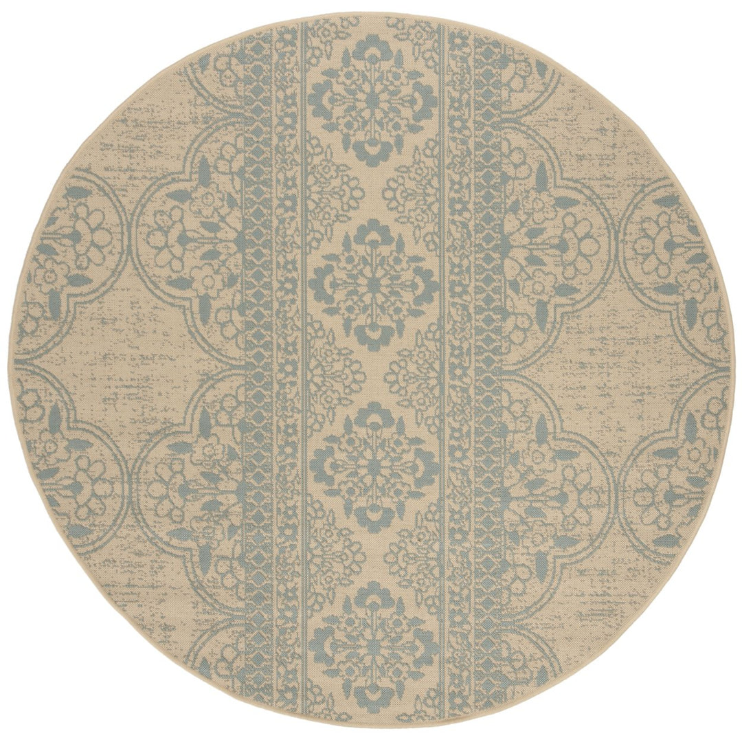 SAFAVIEH Outdoor LND174K Linden Collection Aqua / Cream Rug Image 4