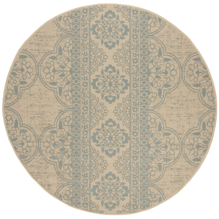 SAFAVIEH Outdoor LND174K Linden Collection Aqua / Cream Rug Image 1