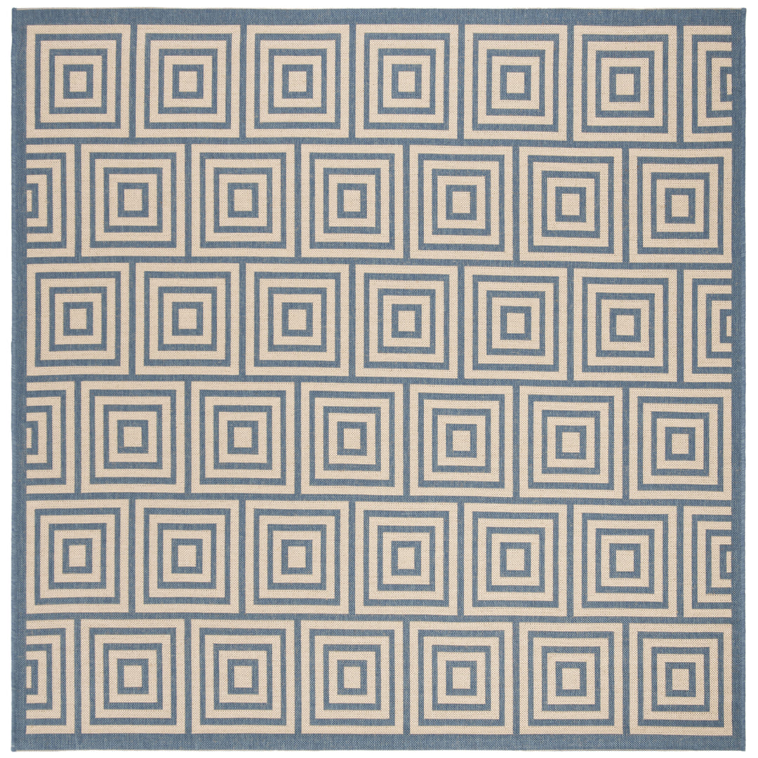 SAFAVIEH Outdoor LND173N Linden Collection Cream / Blue Rug Image 7