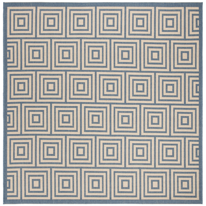 SAFAVIEH Outdoor LND173N Linden Collection Cream / Blue Rug Image 7