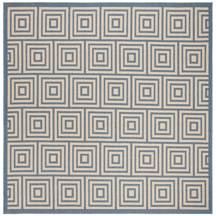 SAFAVIEH Outdoor LND173N Linden Collection Cream / Blue Rug Image 1