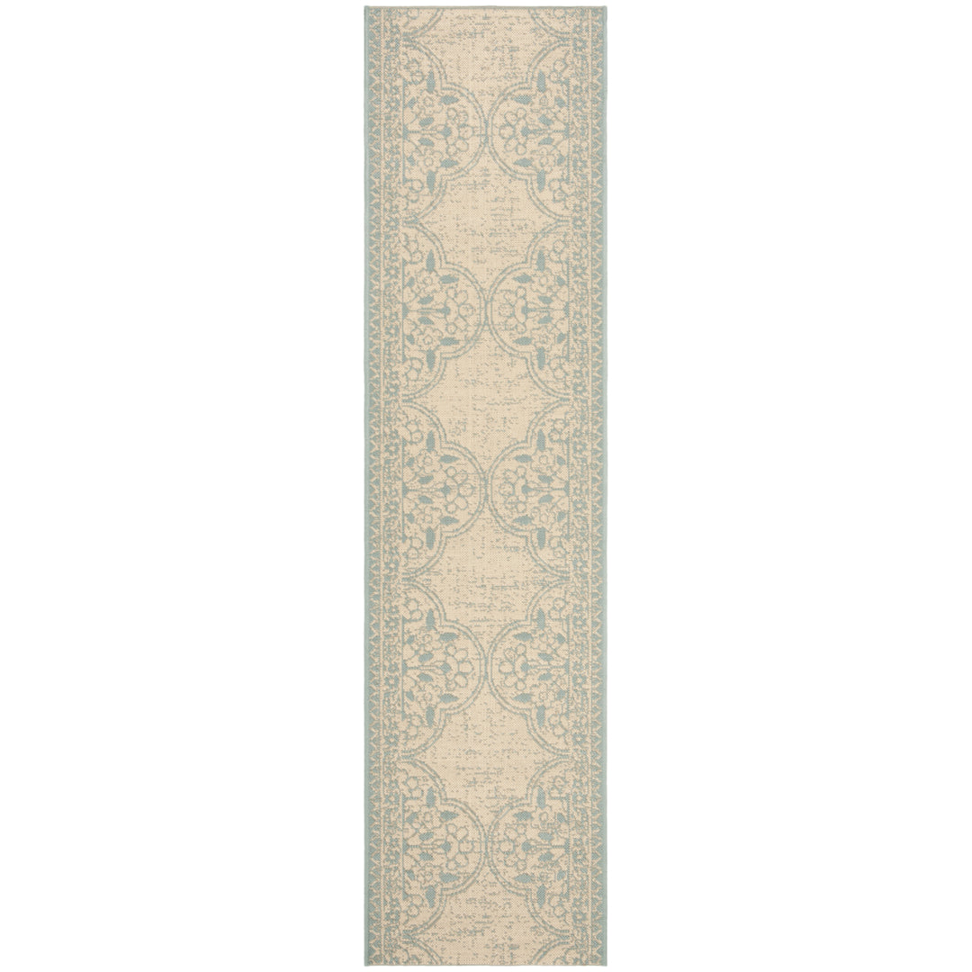 SAFAVIEH Outdoor LND174K Linden Collection Aqua / Cream Rug Image 5