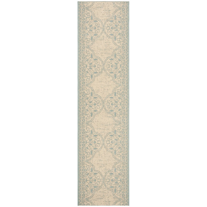 SAFAVIEH Outdoor LND174K Linden Collection Aqua / Cream Rug Image 1