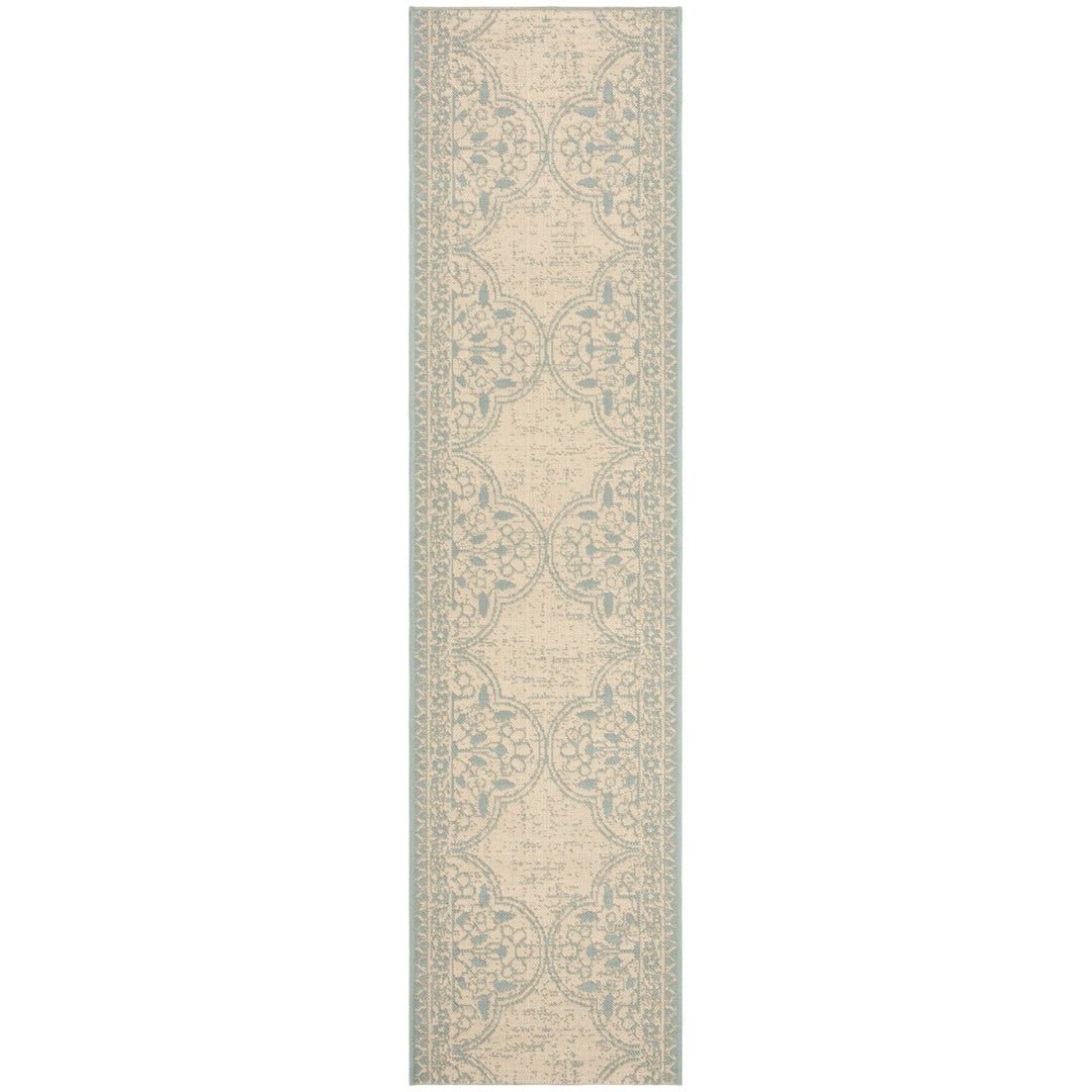 SAFAVIEH Outdoor LND174K Linden Collection Aqua / Cream Rug Image 1